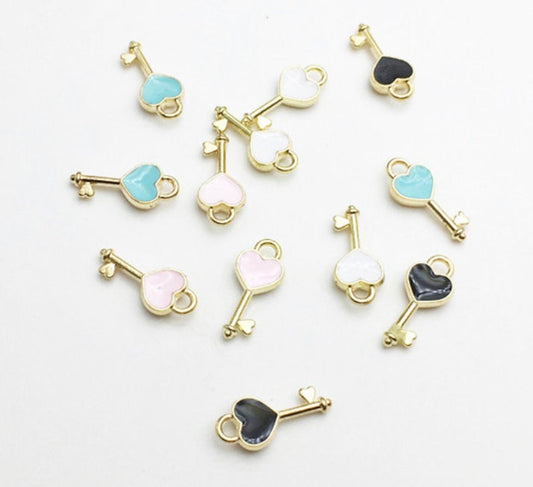 Cute Heart Key Charm (7x16mm)