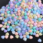 7MM Pastel Acrylic Rounded Heart Spacer Beads with Vertical Hole