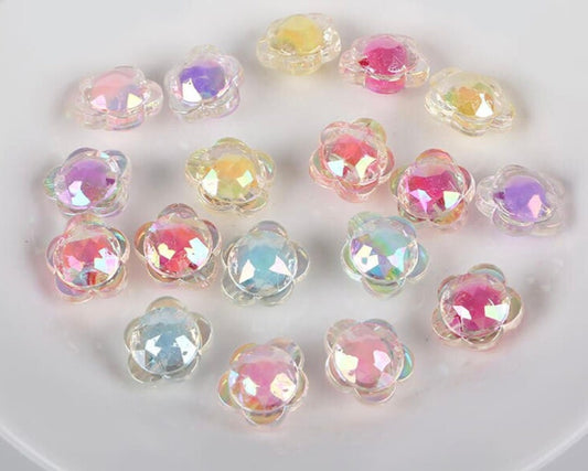 18MM Mixed Acrylic Rainbow Flower Beads (18mm)