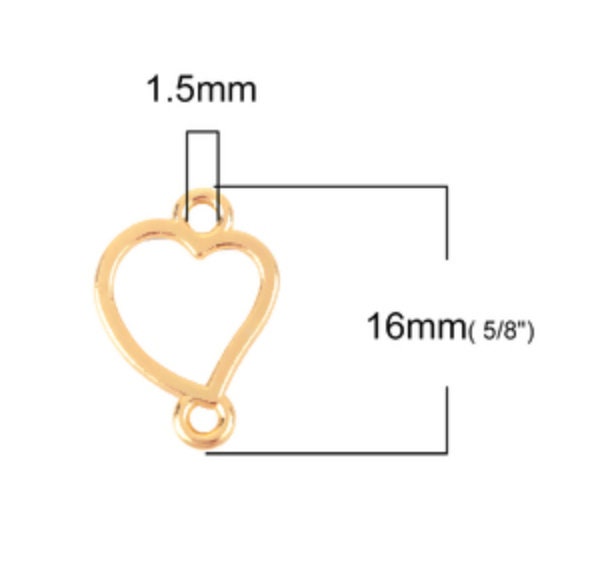 Floating Heart Open Back Bezel Connector Charm