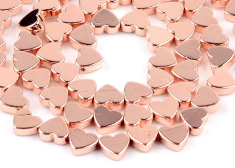 6mm Rose Gold Heart Bead hematite bead resin crafts, uv resin, expoxy resin, jewlery making, jewlery findings, polymer clay crafts, DIY