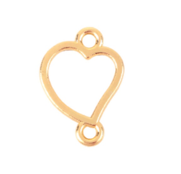 Floating Heart Open Back Bezel Connector Charm