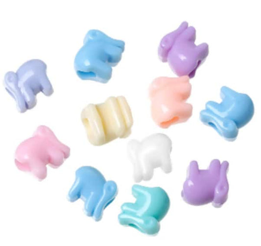 Pastel Acrylic Elephant Spacer Beads (10MM)