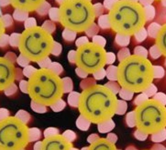 5MM Pink Flower Smiley Face Polymer Clay Cane (NOT EDIBLE)