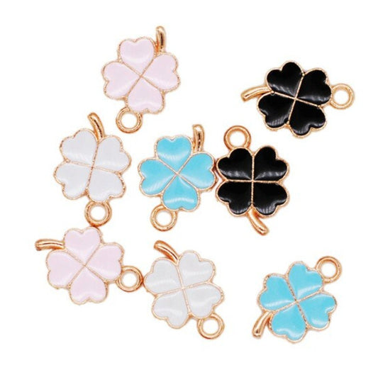 Colorful Clover Enamel Charm (11.5 x 18mm)