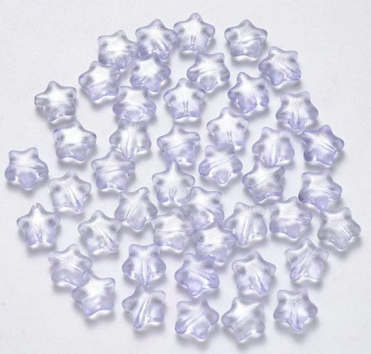 Cute Spray Painted Light Purple Colored Glass Star Beads (8mm x 8.5mm x 4mm) D02