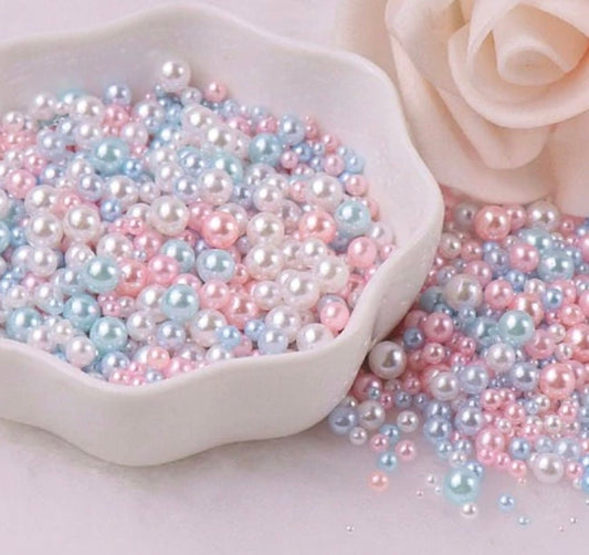 FAKE Mixed No Hole Blue Pink Pearls (2.5MM-5MM; NOT EDIBLE) D12-05