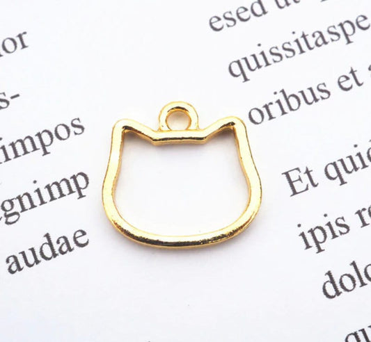 Open Back Bezel Cat Charm (13.5mm x 14mm)