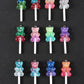 Pastel Colorful Two-Tone Glitter Gummy Bear Lollipop With Eye Pin Charm (44mm x 15mm)