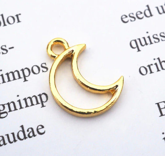 Open Back Bezel Moon Charm (15mm x 10mm)