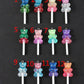 Pastel Colorful Two-Tone Glitter Gummy Bear Lollipop With Eye Pin Charm (44mm x 15mm)