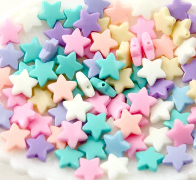 14MM Cute Pastel Acrylic Star Spacer Beads