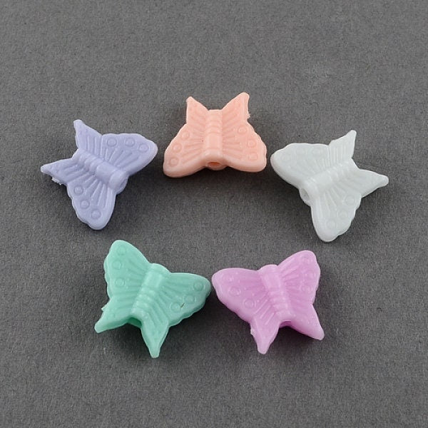 15MM Pastel Acrylic Butterfly Spacer Beads