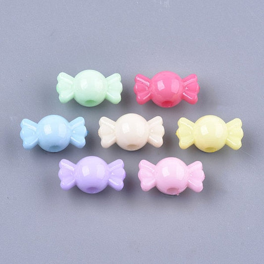 8MM x 14.5MM Mini Rainbow-Colored Wrapped Candy Beads