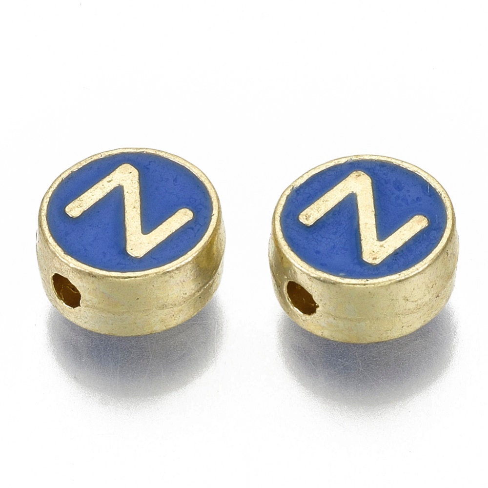 LETTER Z Alloy Enamel Initial Charm (8x4mm, Hole: 1.5mm)