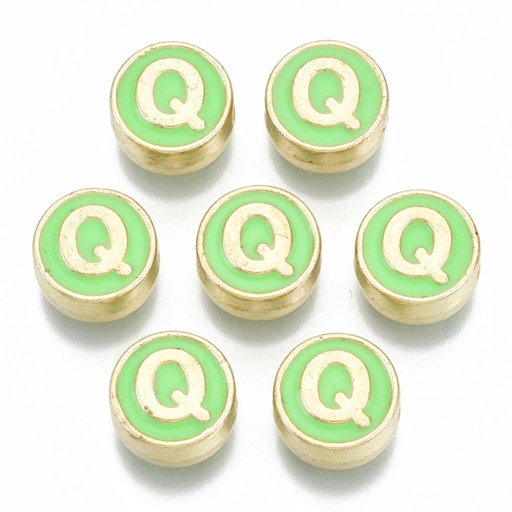 LETTER Q Alloy Enamel Initial Charms (8x4mm, Hole: 1.5mm)