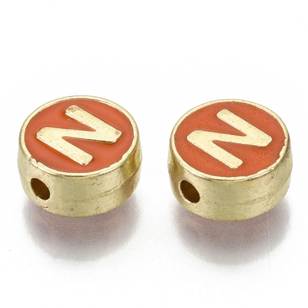 LETTER N Alloy Enamel Initial Charms (8x4mm, Hole: 1.5mm)