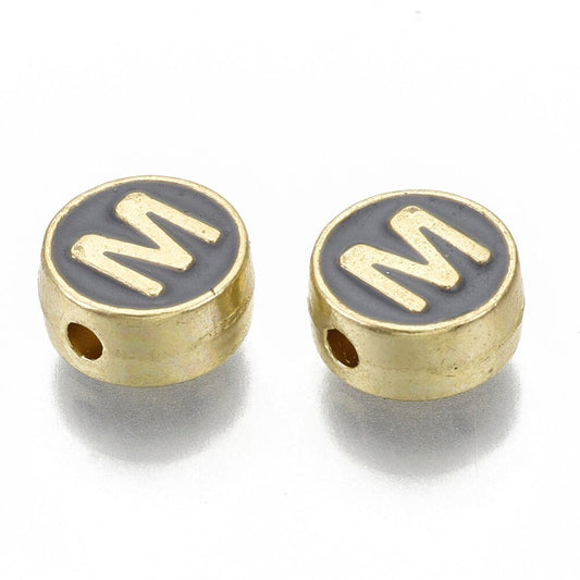 LETTER M Alloy Enamel Initial Charm (8x4mm, Hole: 1.5mm)