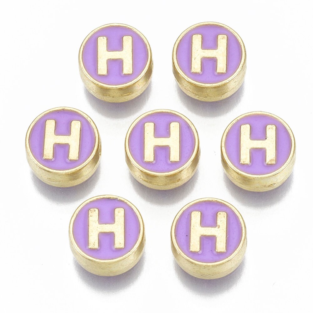 LETTER H Alloy Enamel Initial Charm (8x4mm, Hole: 1.5mm)