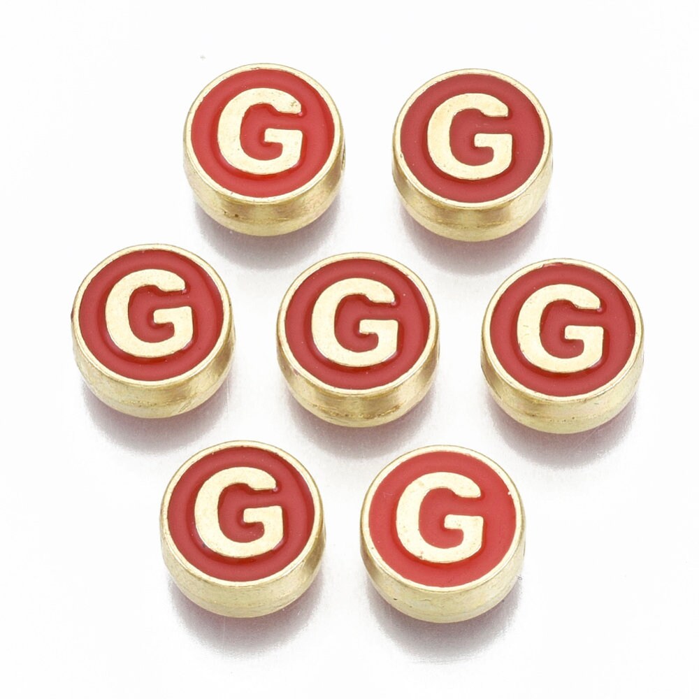 LETTER G Alloy Enamel Initial Charm (8x4mm, Hole: 1.5mm)