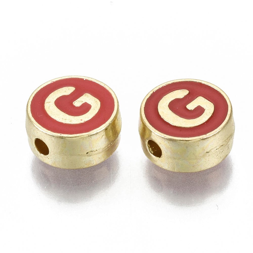 LETTER G Alloy Enamel Initial Charm (8x4mm, Hole: 1.5mm)