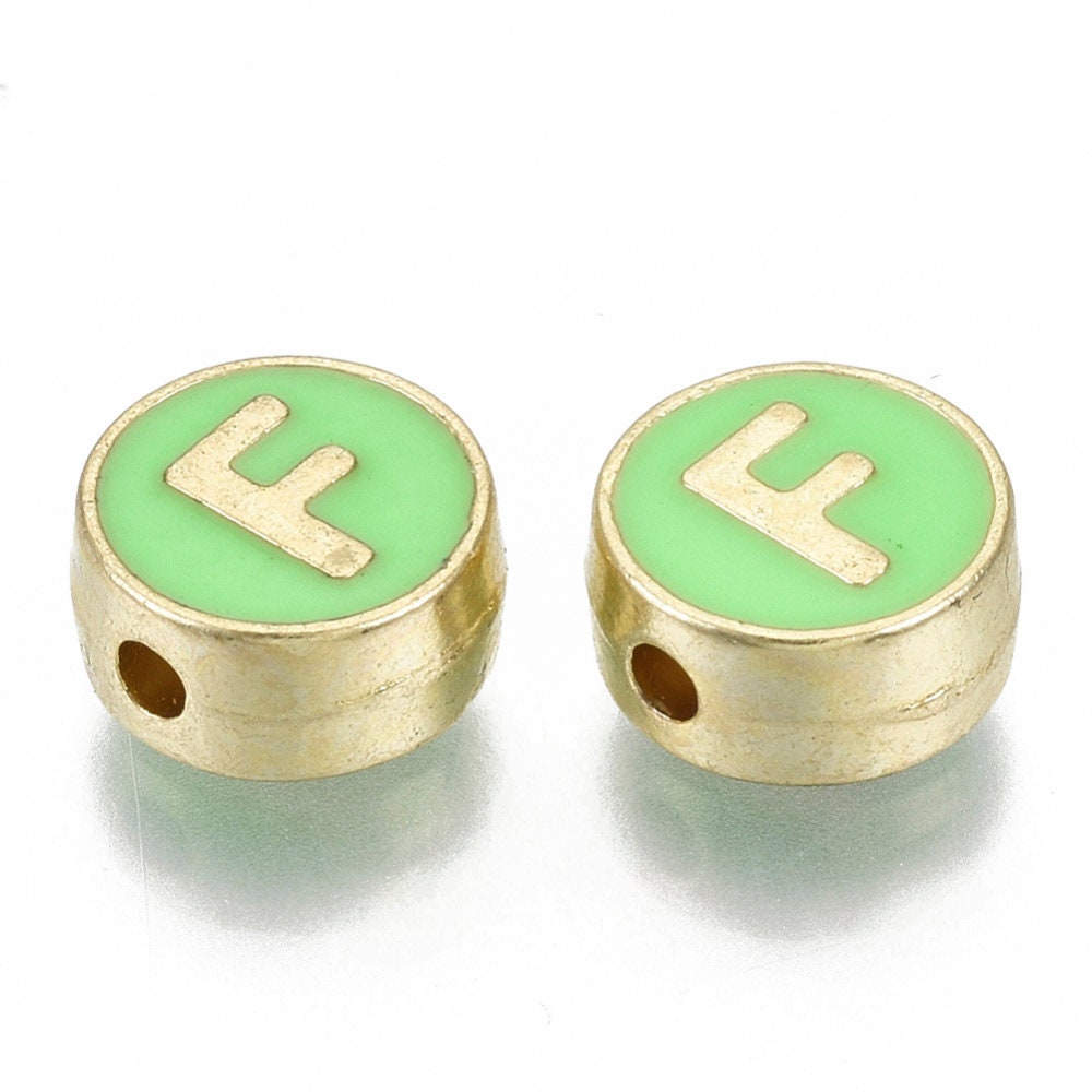 LETTER F Alloy Enamel Initial Charm (8x4mm, Hole: 1.5mm)