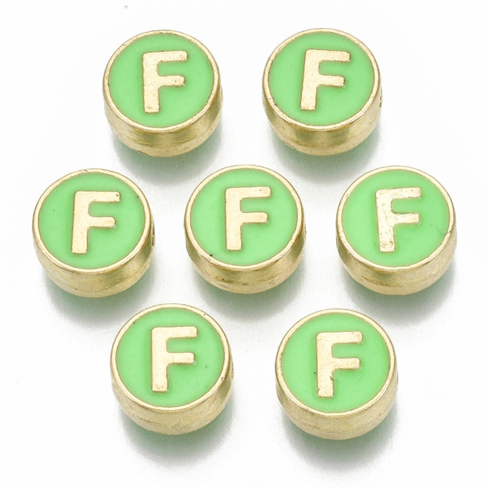 LETTER F Alloy Enamel Initial Charm (8x4mm, Hole: 1.5mm)