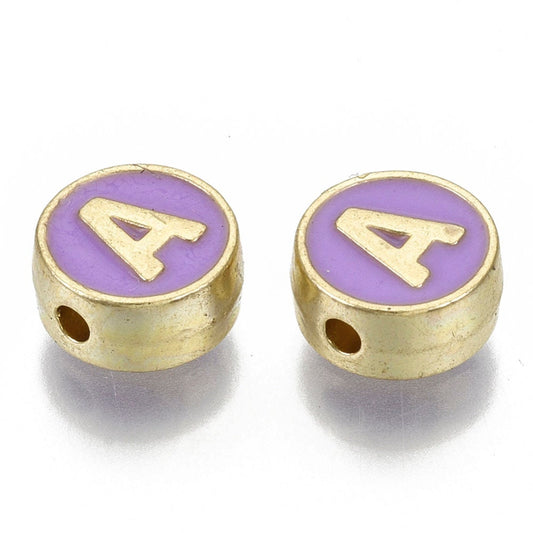 LETTER A Alloy Enamel Initial Charms (8x4mm, Hole: 1.5mm)