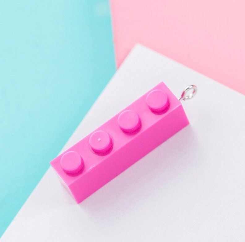 Cute Colorful Long Rectangle Building Block Charm Pendant (3.2cm x 0.8cm)