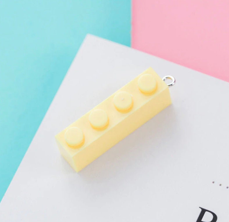 Cute Colorful Long Rectangle Building Block Charm Pendant (3.2cm x 0.8cm)