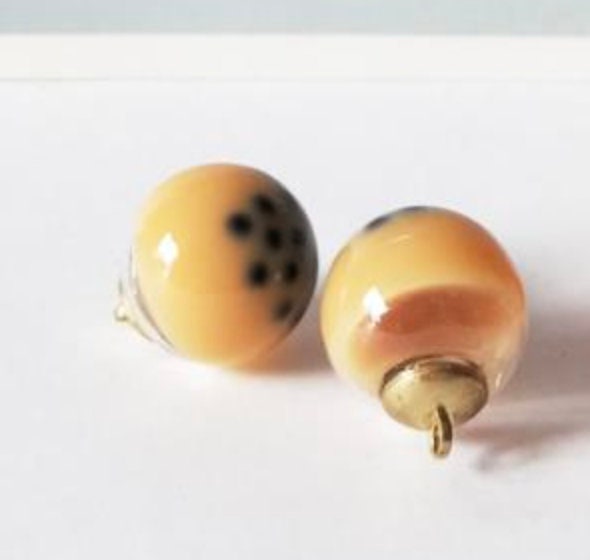 Resin Bubble Tea Round Glass Orb Charm with Eye Pin (16MM)