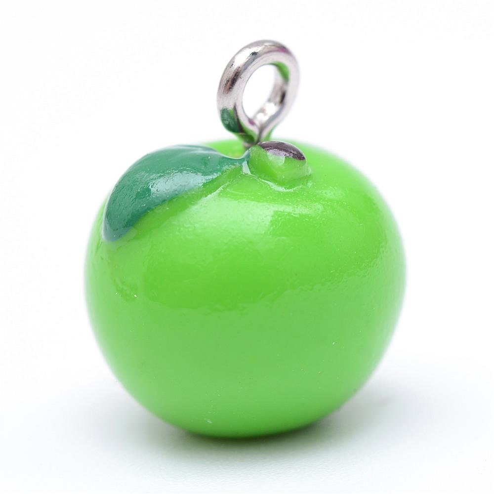 Resin Green Apple Fruit Charm (15mm x 12mm)