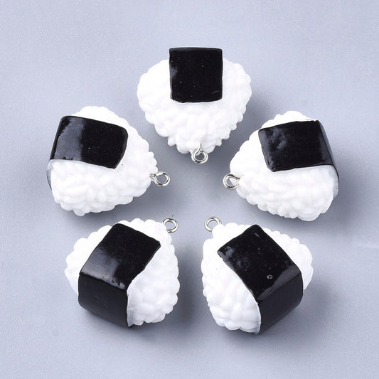 Cute Onigiri Rice Ball Charm (27~28x26~27x18mm, Hole: 2mm)