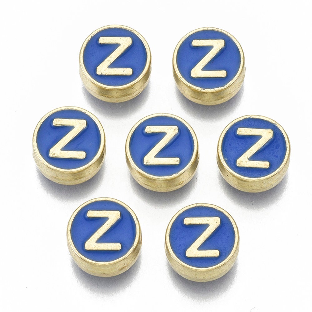 LETTER Z Alloy Enamel Initial Charm (8x4mm, Hole: 1.5mm)