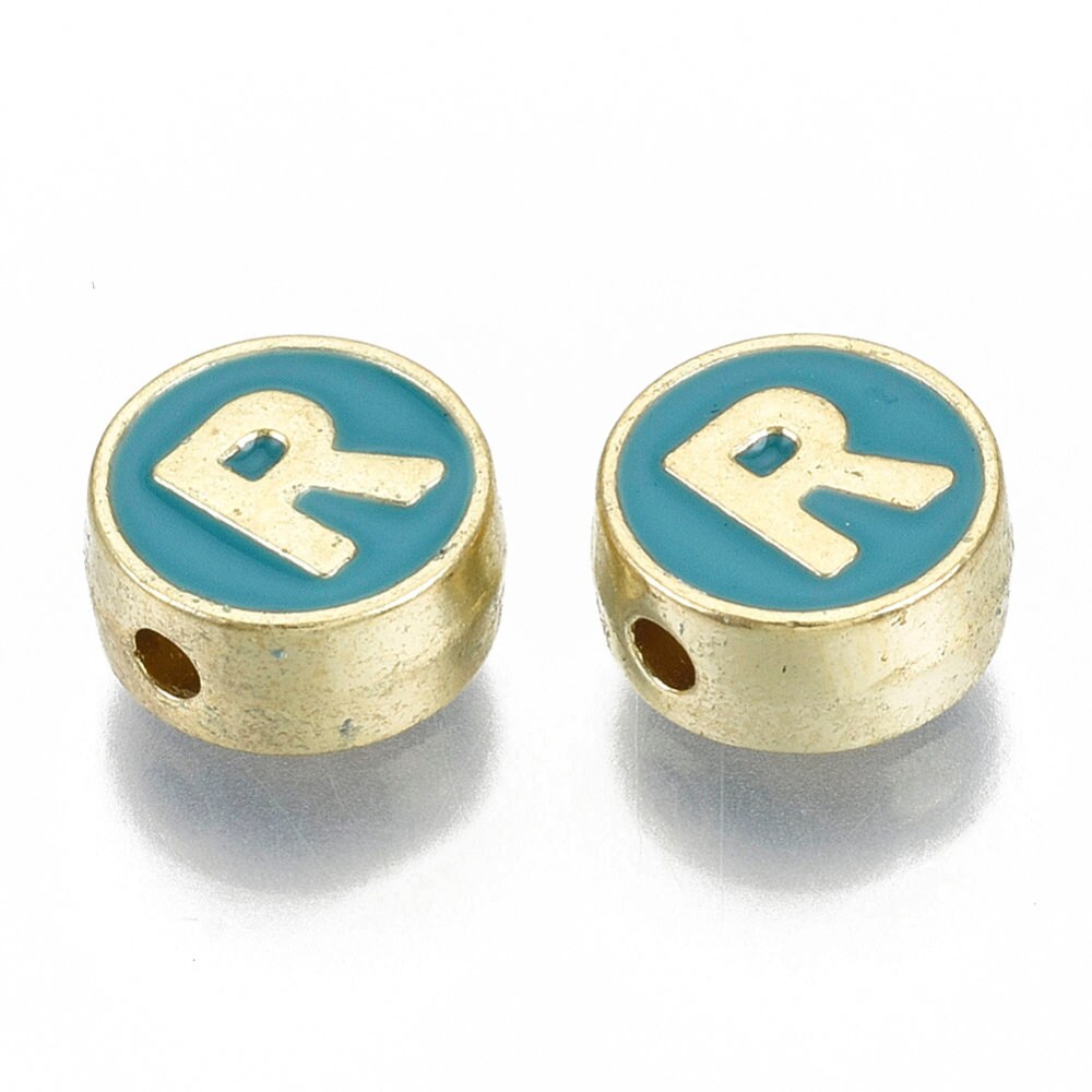 LETTER R Alloy Enamel Initial Charm (8x4mm, Hole: 1.5mm)