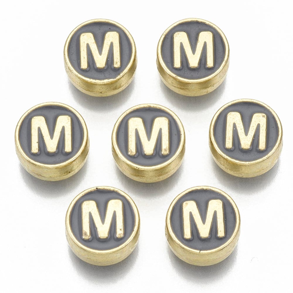 LETTER M Alloy Enamel Initial Charm (8x4mm, Hole: 1.5mm)