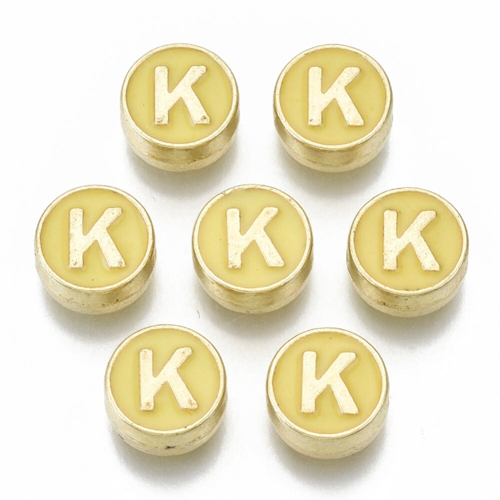 LETTER K Alloy Enamel Initial Charms (8x4mm, Hole: 1.5mm)