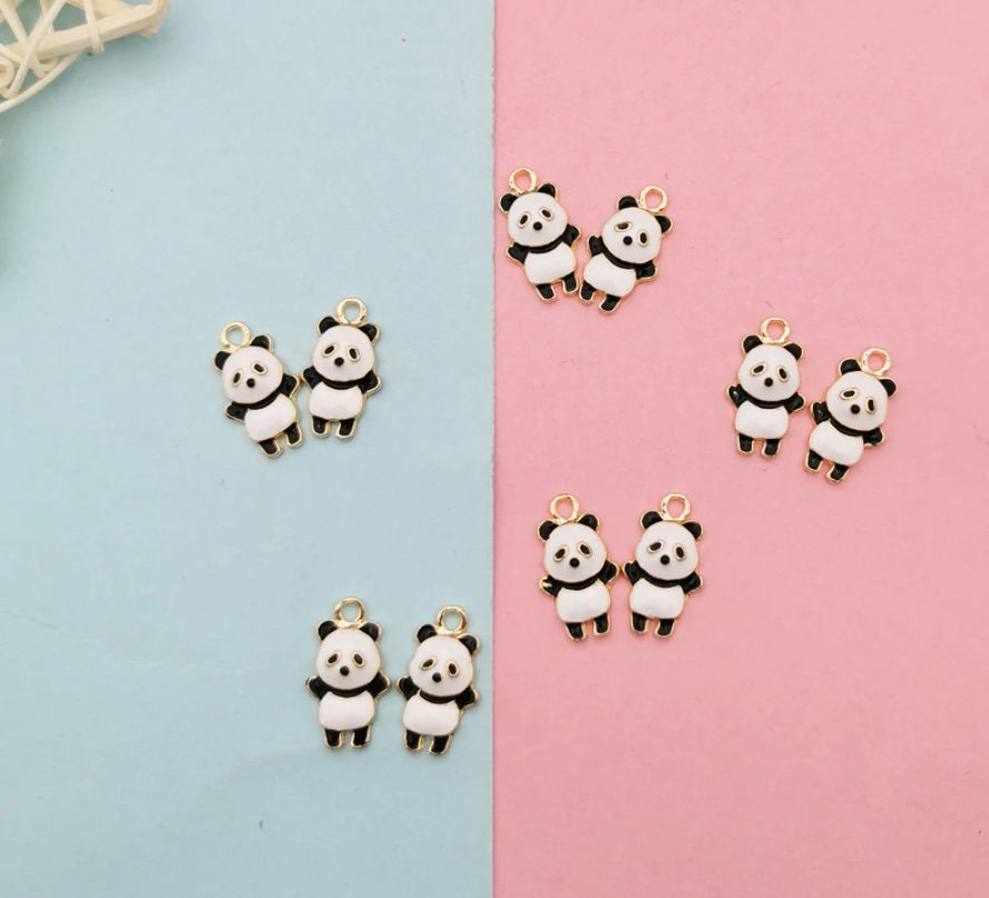 Alloy Enamel Cute Panda Charms (10 x 18mm)