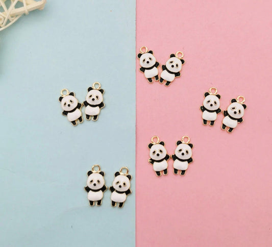 Alloy Enamel Cute Panda Charms (10 x 18mm)