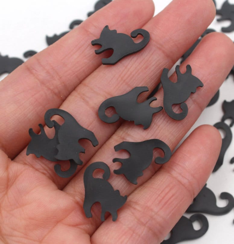 FAKE 15MM Black Cat Polymer Clay Sprinkle (NOT EDIBLE) D24-32