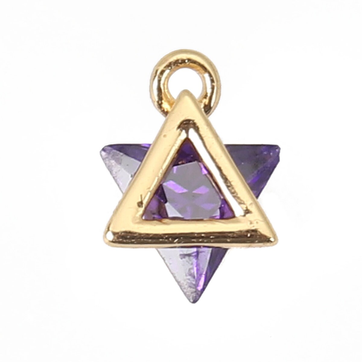 Dark Blue Triangle Rhinestone 18K Gold Plated Charm (8MM x 6MM) Style Pendant