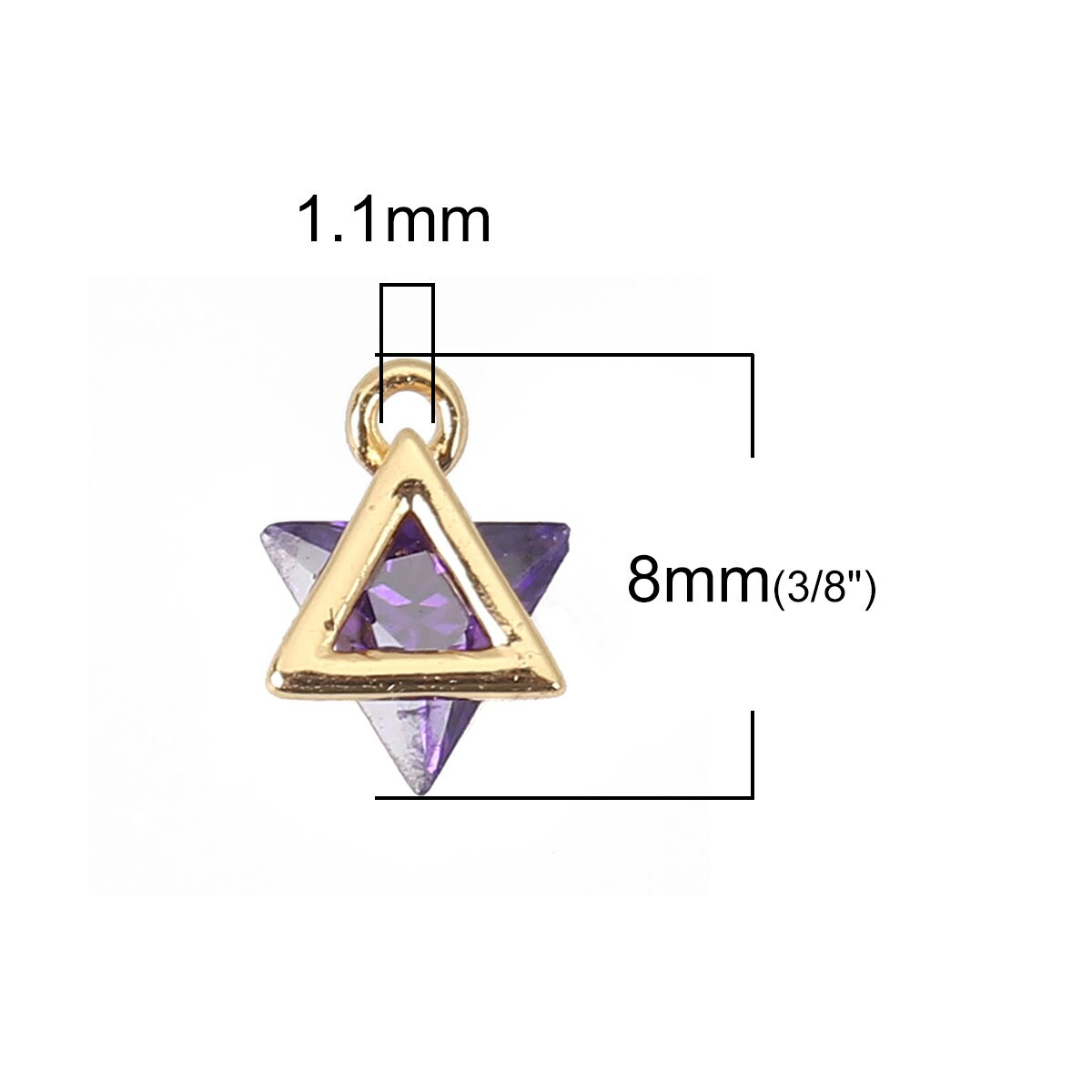 Dark Blue Triangle Rhinestone 18K Gold Plated Charm (8MM x 6MM) Style Pendant