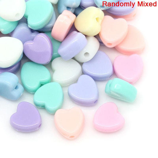 8MM Pastel Acrylic Heart Spacer Beads (Vertical Hole)