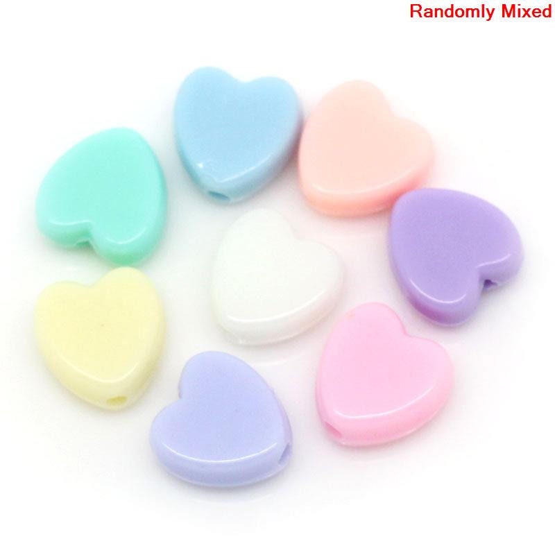 8MM Pastel Acrylic Heart Spacer Beads (Vertical Hole)