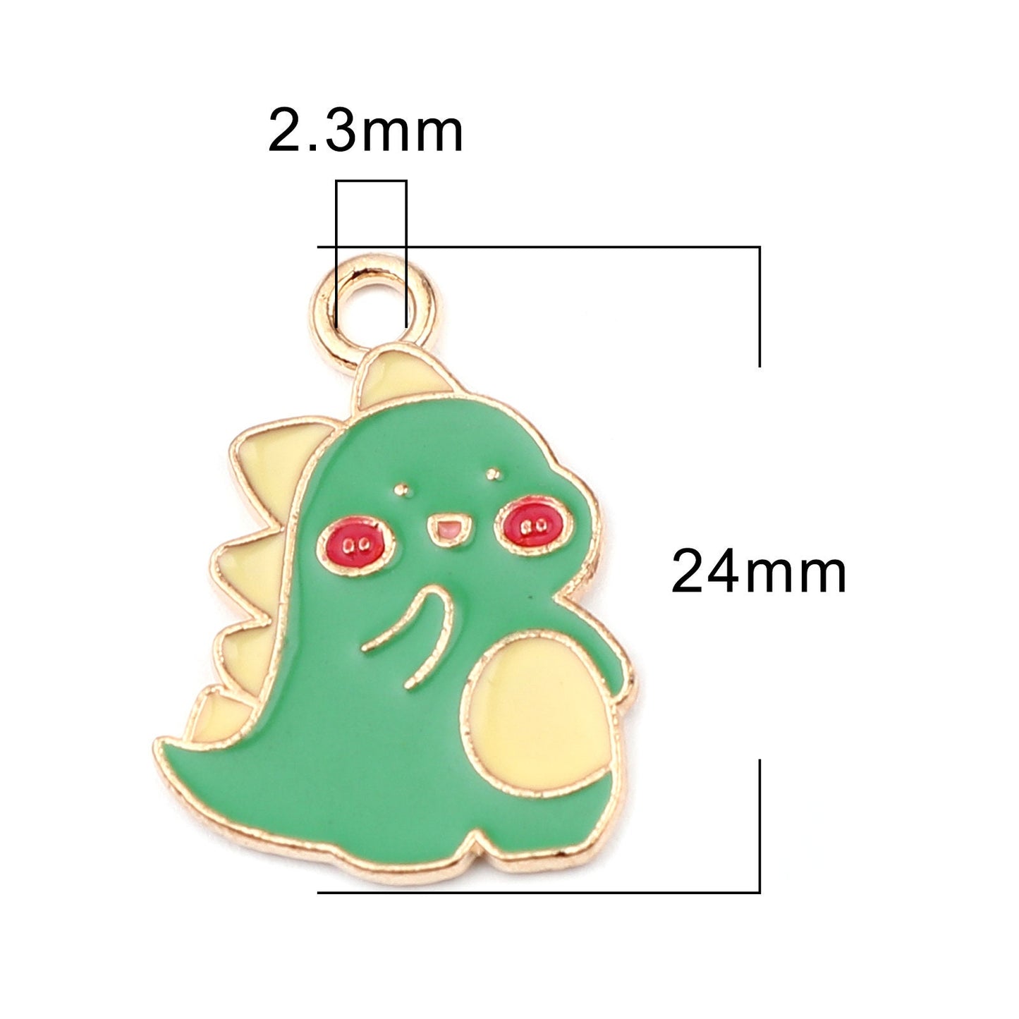 Green Dinosaur Enamel Zinc Alloy Charm (24mm x 17mm)