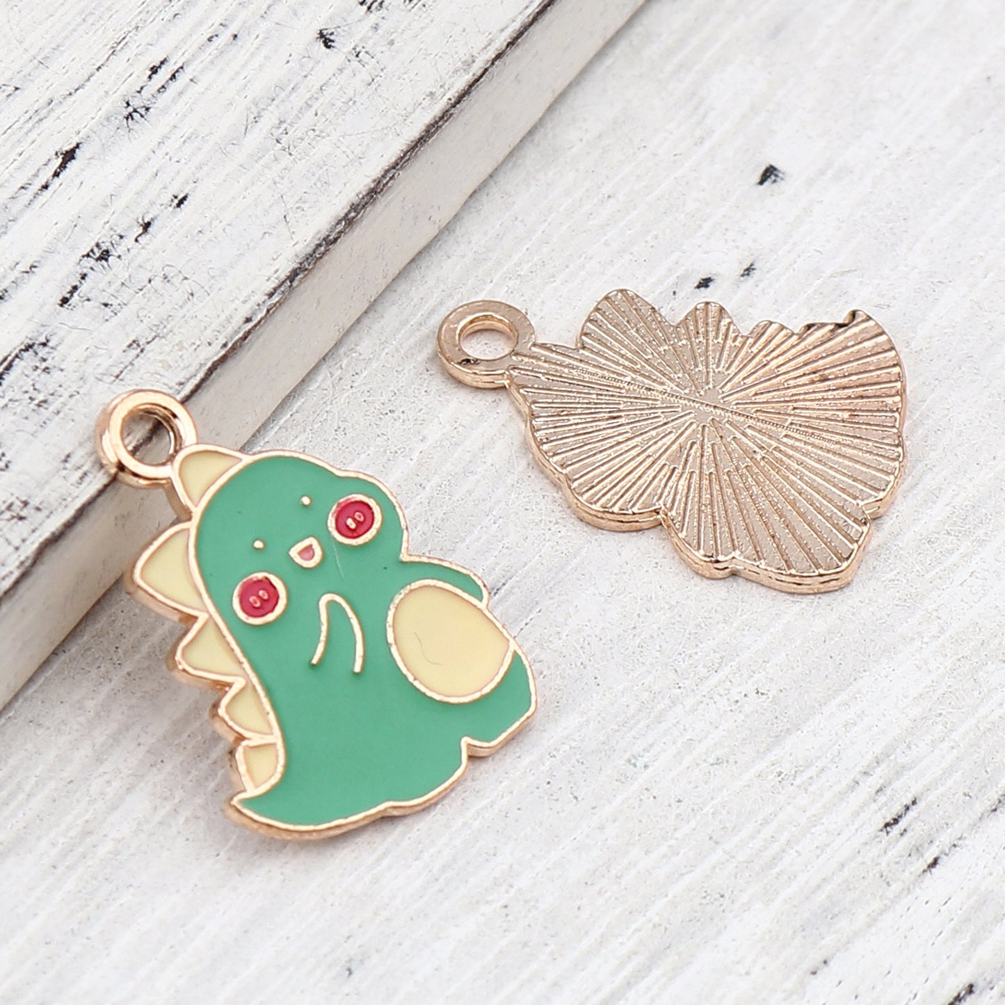 Green Dinosaur Enamel Zinc Alloy Charm (24mm x 17mm)