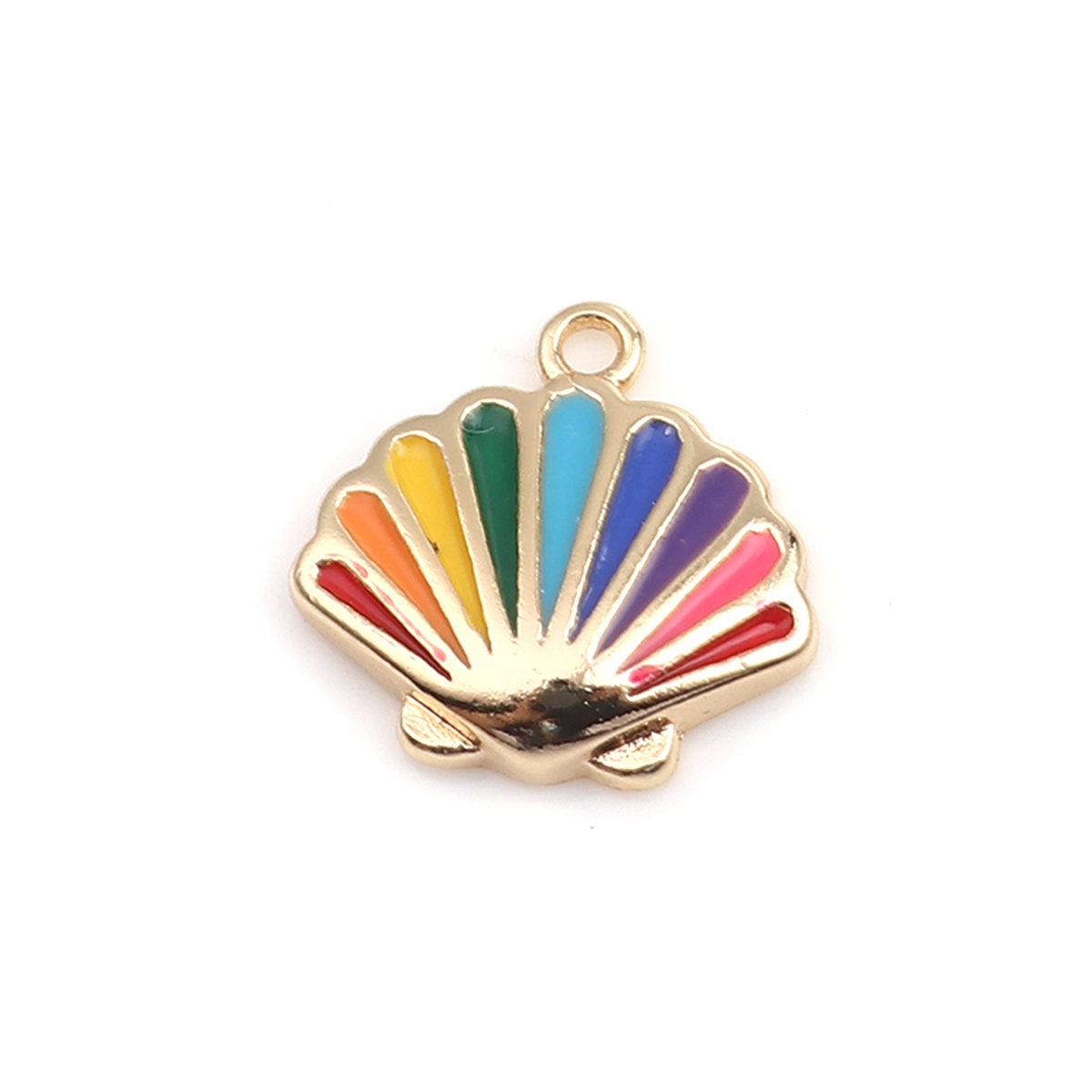 Rainbow Shell Scallop Ocean 18K Gold Plated Charm (10MM x 10MM)