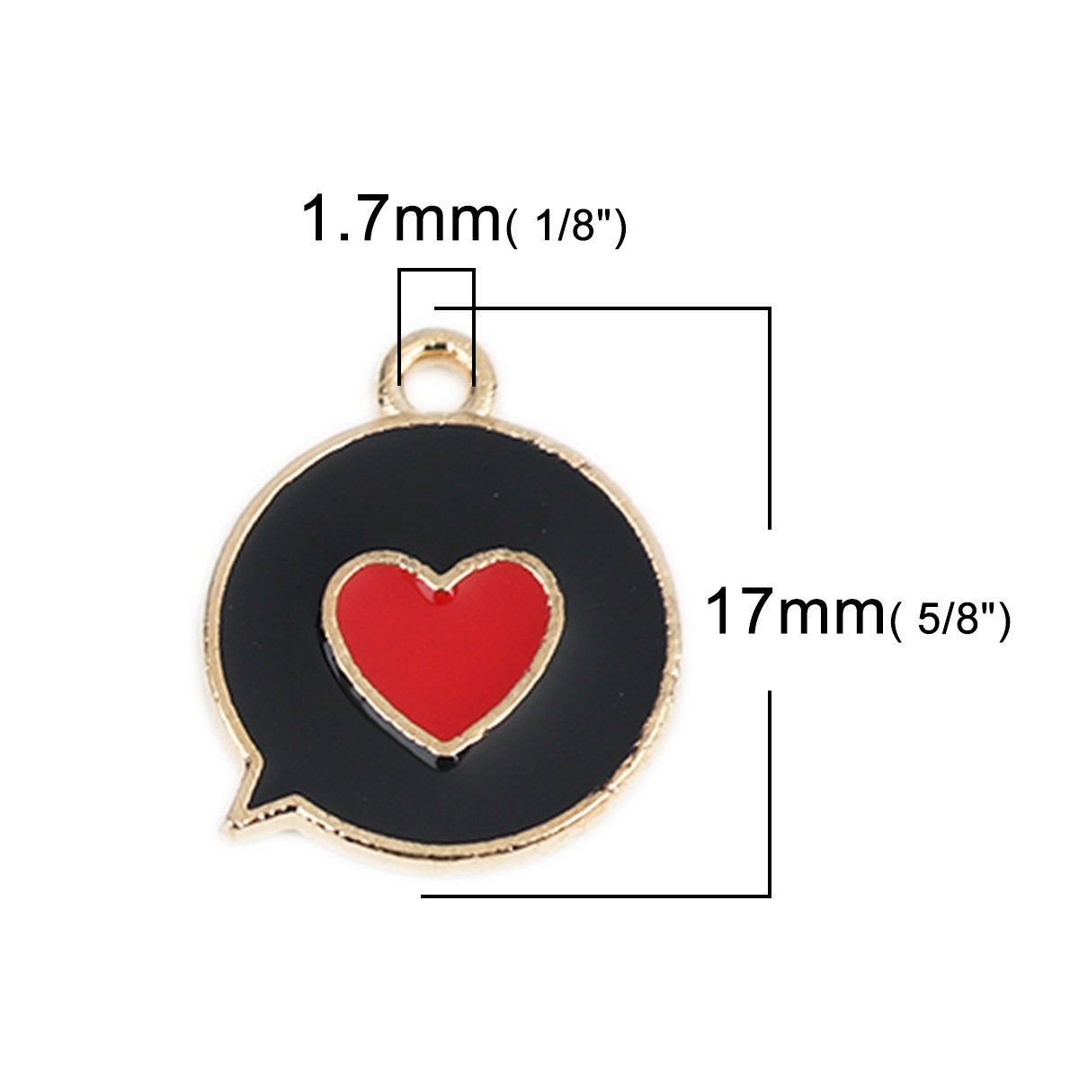 Speech Bubble Heart Enamel Zinc Alloy Charm (17mm x14mm, Hole: 1.7mm)