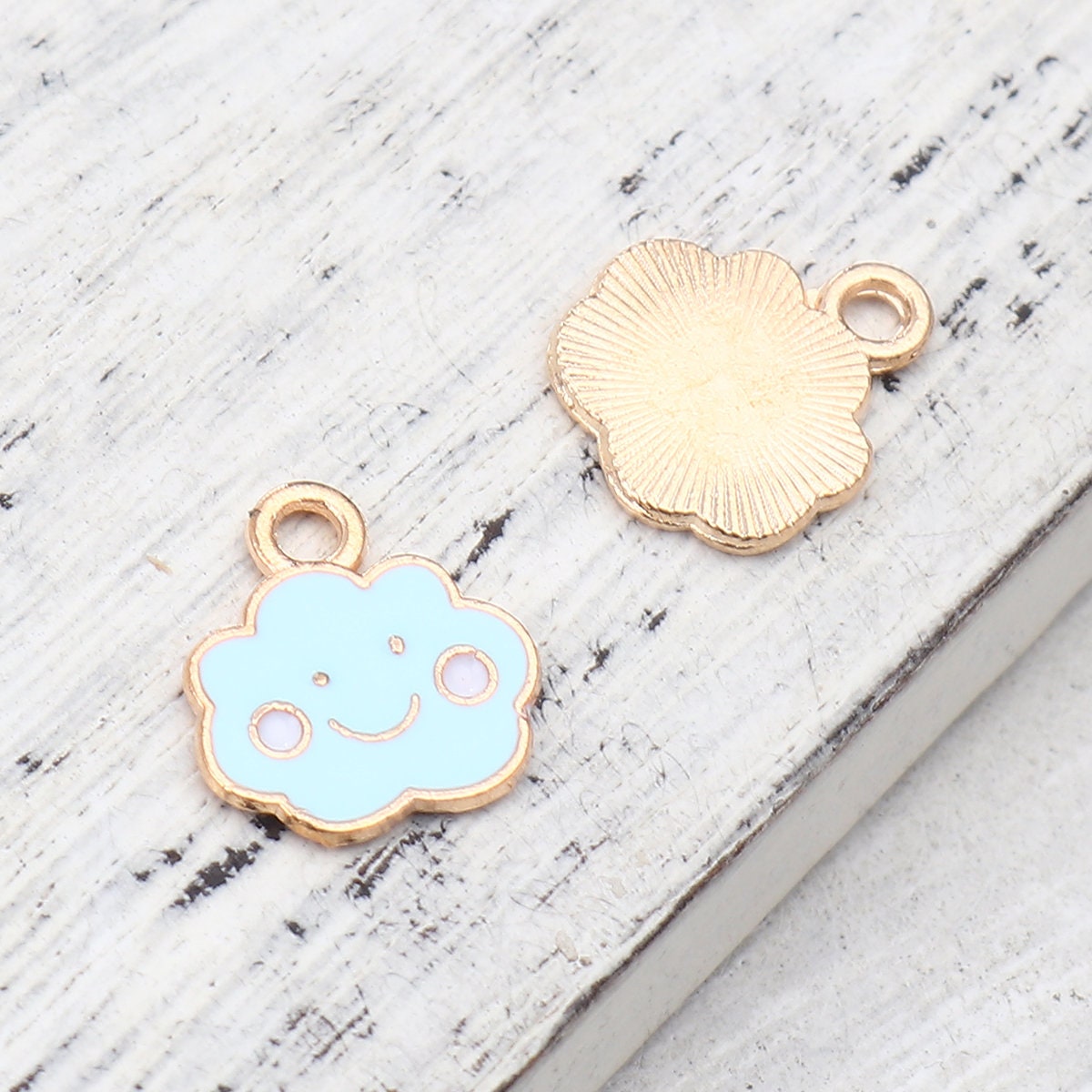 Happy Cloud Enamel Zinc Alloy Charm (13mm x 12mm, Hole: 1.9mm)