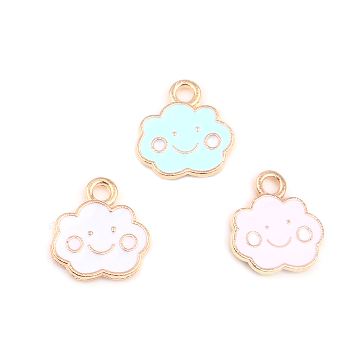 Happy Cloud Enamel Zinc Alloy Charm (13mm x 12mm, Hole: 1.9mm)